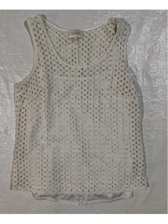 Laundry By Shelli Segal Tops - Laundry by Shelli Segal Crochet Lace Tank Top Cream Eyelet Sleeveless M OpenKnit